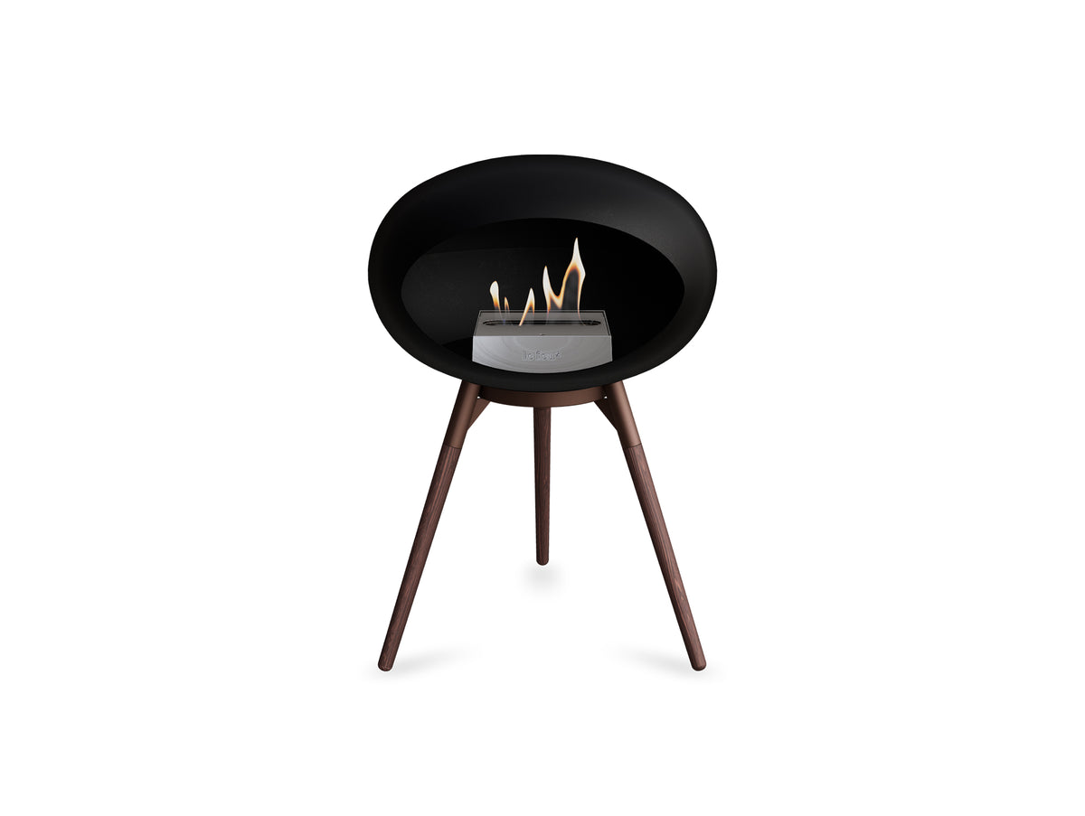Ground Low Fireplace by Le Feu - Black Dome / Mocca Bowl / Smoked Oak Base