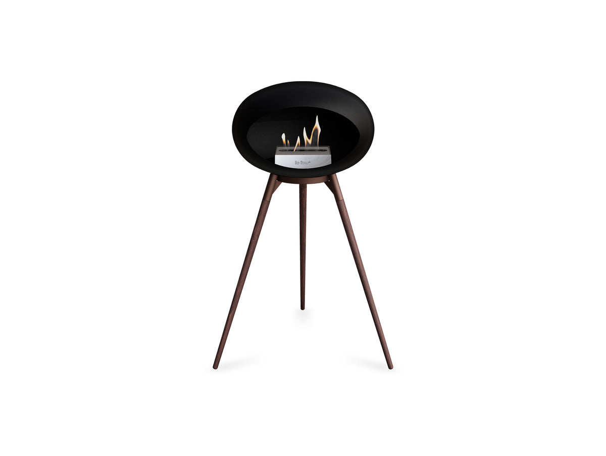Ground High Fireplace by Le Feu - Black Dome / Mocca Bowl / Smoked Oak Base