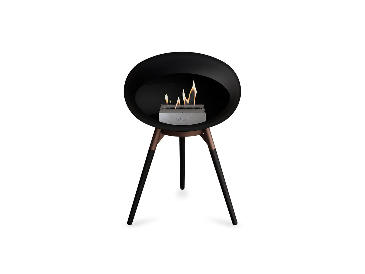 Ground Low Fireplace by Le Feu - Black Dome / Mocca Bowl / Black Oak Base