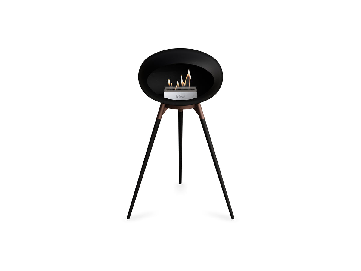 Ground High Fireplace by Le Feu - Black Dome / Mocca Bowl / Black Oak Base