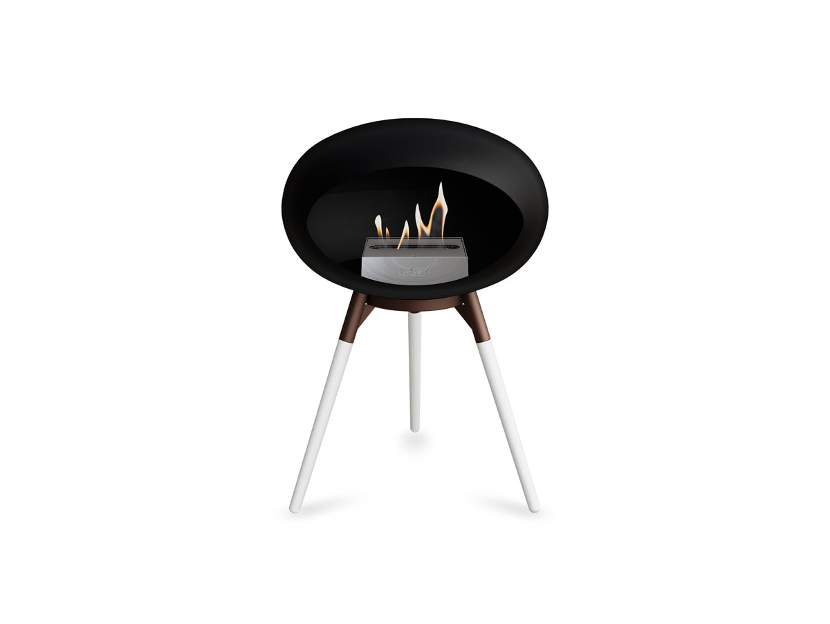 Ground Low Fireplace by Le Feu - Black Dome / Mocca Bowl / White Oak Base