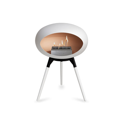 Ground Low Fireplace by Le Feu - White Dome / Black Bowl / White Oak Base