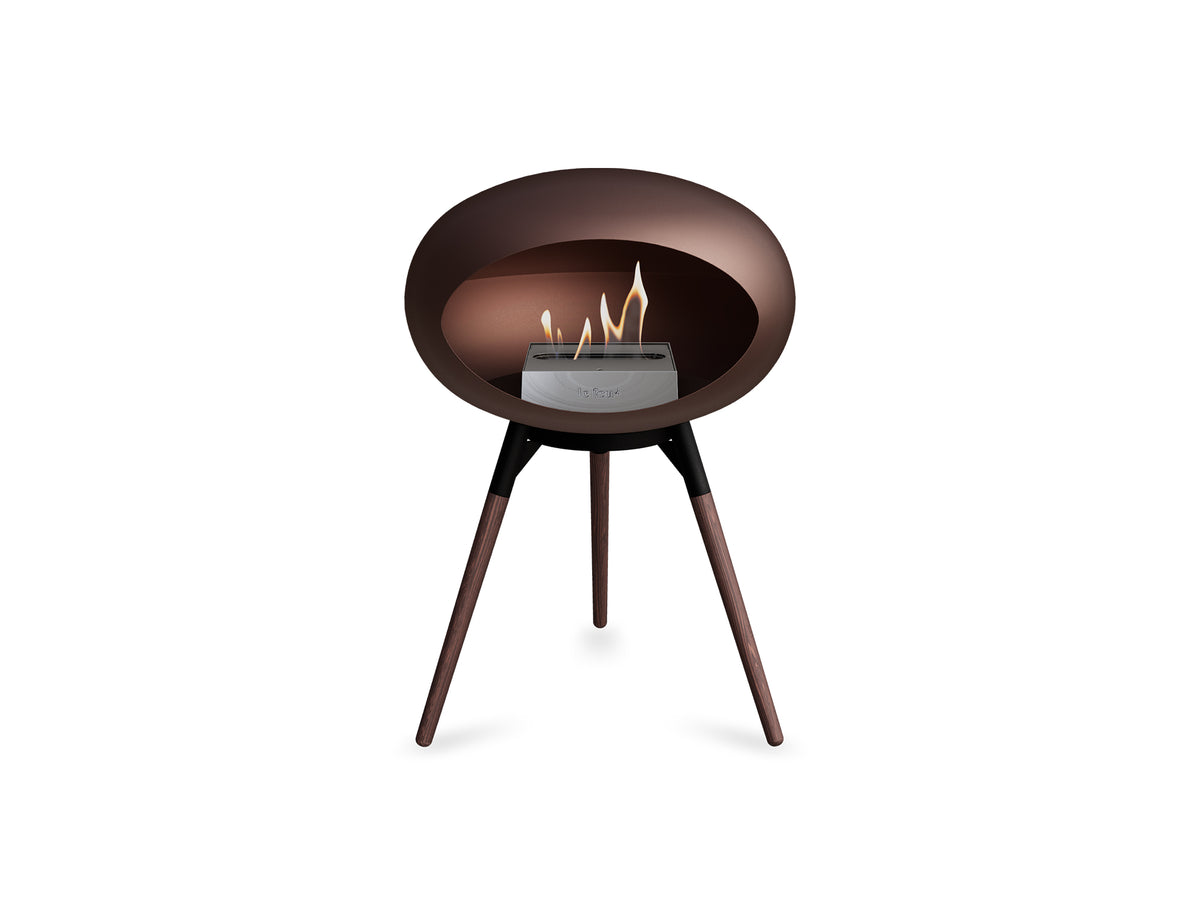 Ground Low Fireplace by Le Feu - Mocca Dome / Black Bowl / Smoked Oak Base