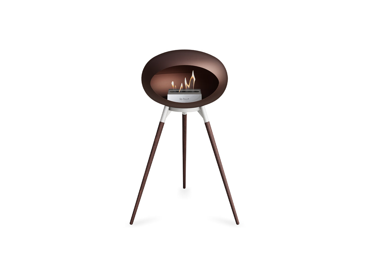 Ground High Fireplace by Le Feu - Mocca Dome / White Bowl / Smoked Oak Base