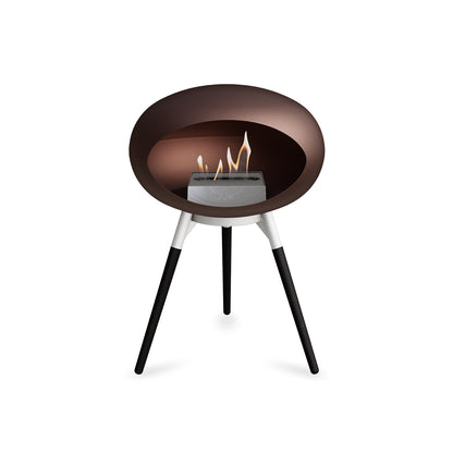 Ground Low Fireplace by Le Feu - Mocca Dome / White Bowl / Black Oak Base
