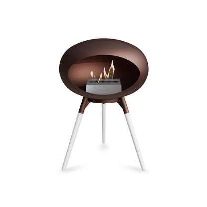 Ground Low Fireplace by Le Feu - Mocca Dome / Mocca Bowl / White Oak Base