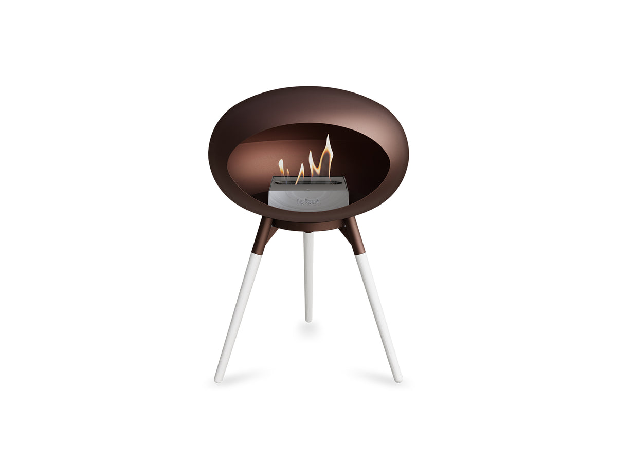 Ground Low Fireplace by Le Feu - Mocca Dome / Mocca Bowl / White Oak Base