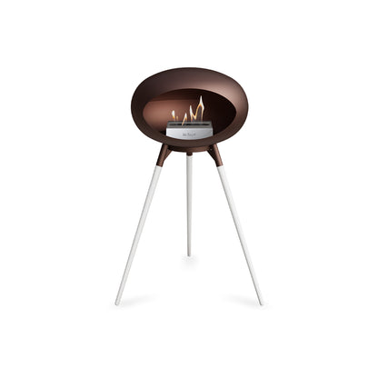 Ground High Fireplace by Le Feu - Mocca Dome / Mocca Bowl / White Oak Base
