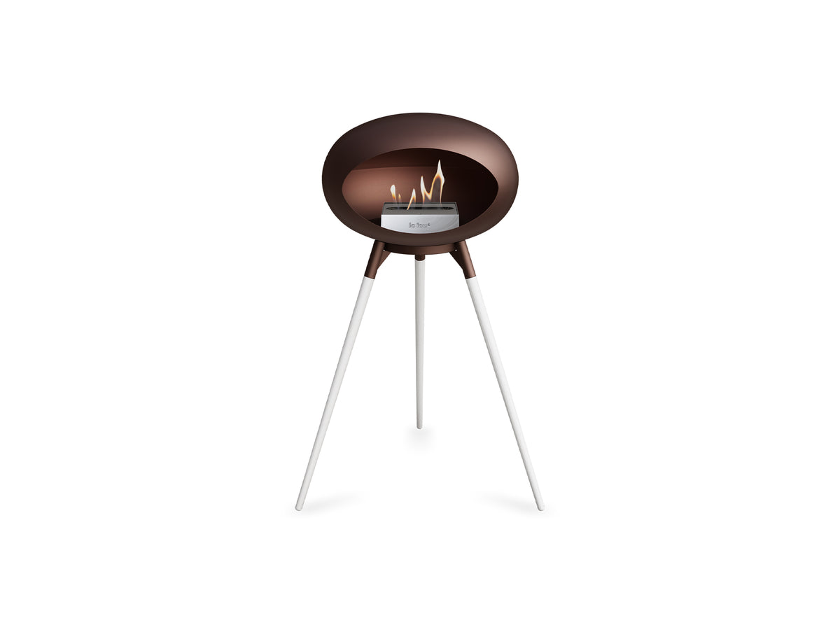 Ground High Fireplace by Le Feu - Mocca Dome / Mocca Bowl / White Oak Base