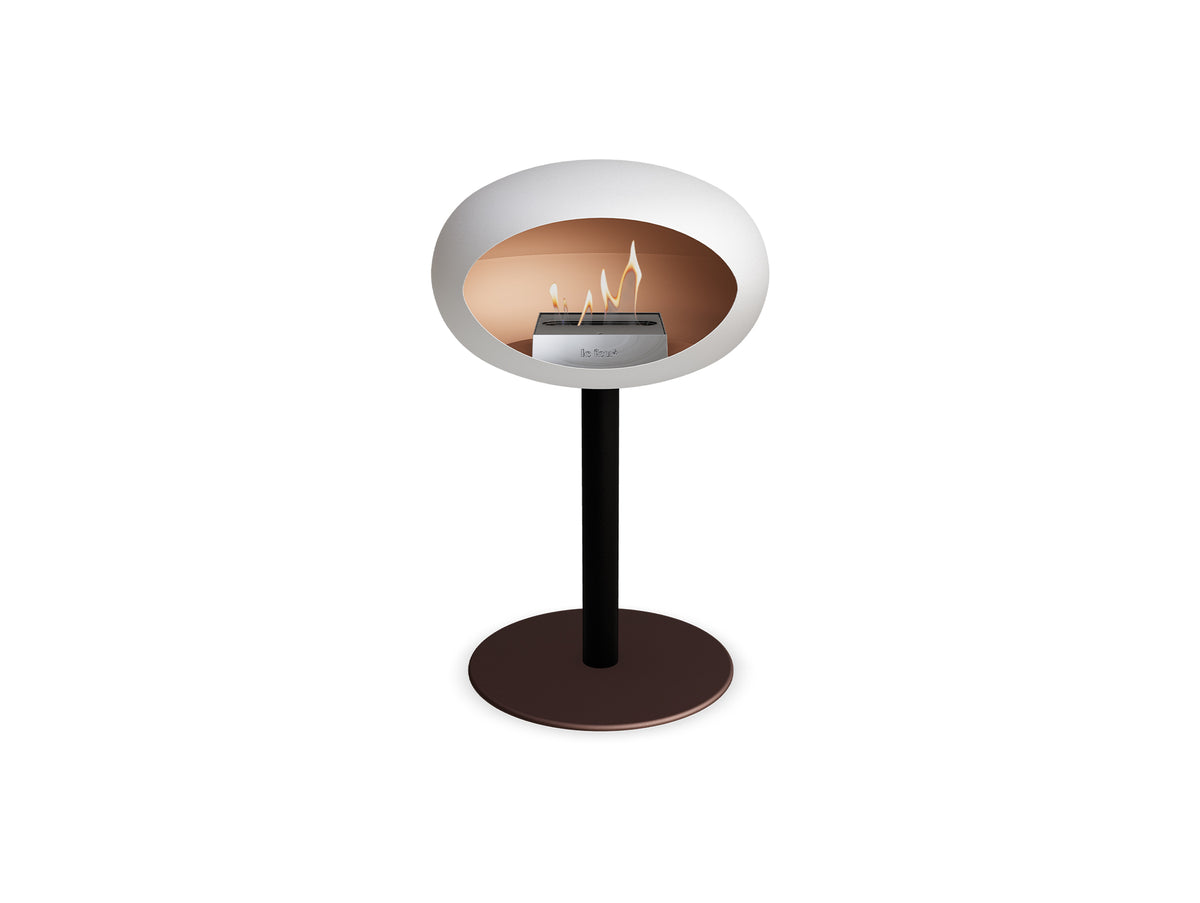 Steel Low Fireplace by Le Feu - White Dome/ Black Pole 60 mm / Mocca Plate