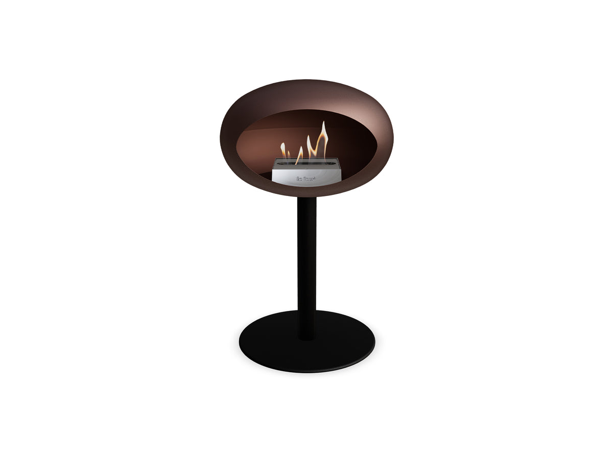 Steel Low Fireplace by Le Feu - Mocca Dome/ Black Pole 60 mm / Black Plate