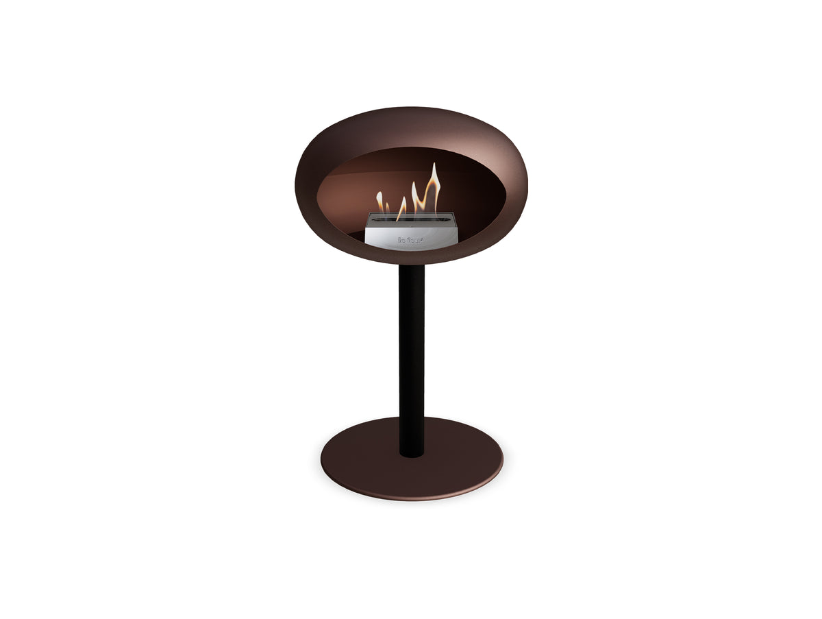 Steel Low Fireplace by Le Feu - Mocca Dome/ Black Pole 60 mm / Mocca Plate
