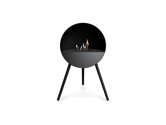 Le Feu Eye Fireplace with Black Body, Black Top, Black Front and Black Oak Base