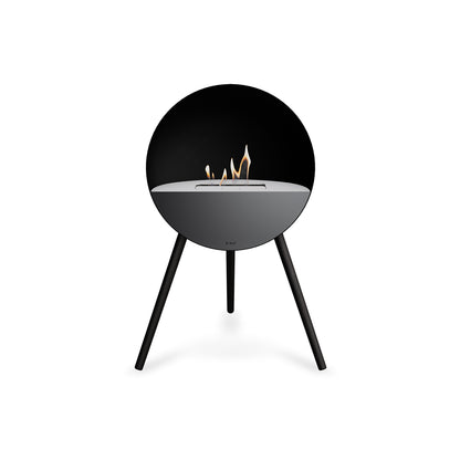 Le Feu Eye Fireplace with Black Body, White Top, Black Front and Black Oak Base