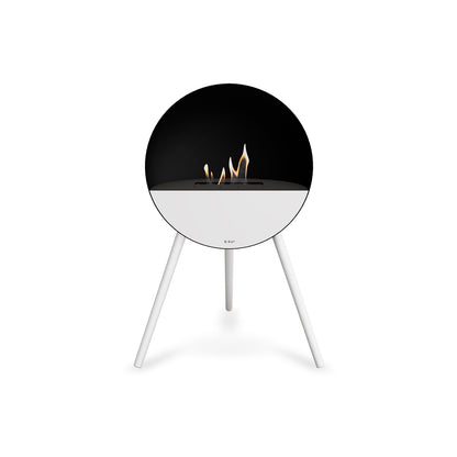 Le Feu Eye Fireplace with Black Body, Black Top, White Front and White Oak Base