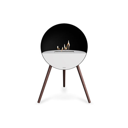 Le Feu Eye Fireplace with Black Body, White Top, White Front and Smoked Oak Base