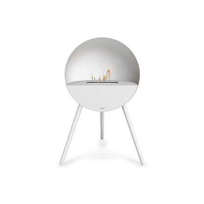 Le Feu Eye Fireplace with White Body, White Top, White Front and White Oak Base