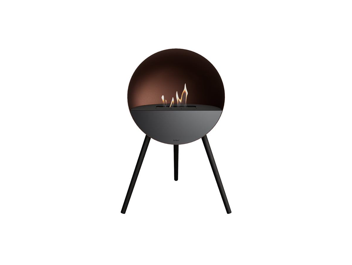 Le Feu Eye Fireplace with Mocca Body, Black Top, Black Front and Black Oak Base