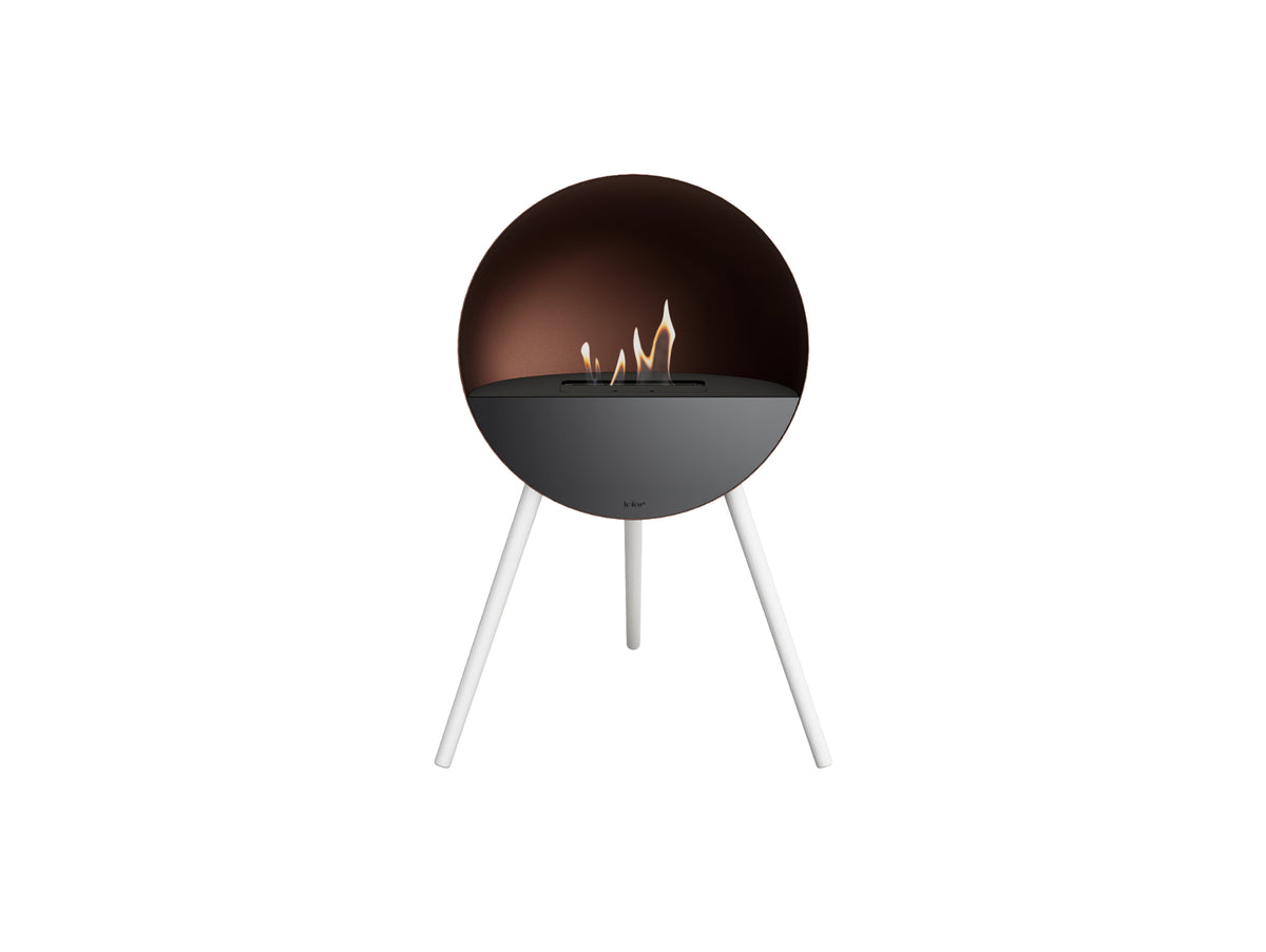 Le Feu Eye Fireplace with Mocca Body, Black Top, Black Front and White Oak Base