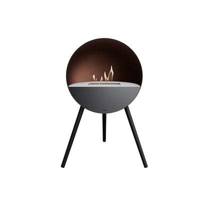 Le Feu Eye Fireplace with Mocca Body, White Top, Black Front and Black Oak Base