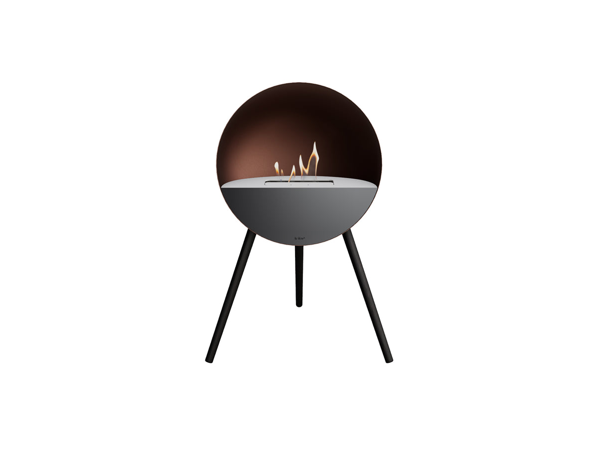 Le Feu Eye Fireplace with Mocca Body, White Top, Black Front and Black Oak Base