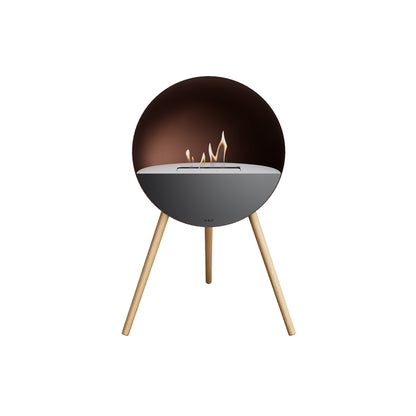 Le Feu Eye Fireplace with Mocca Body, White Top, Black Front and Soaped Oak Base