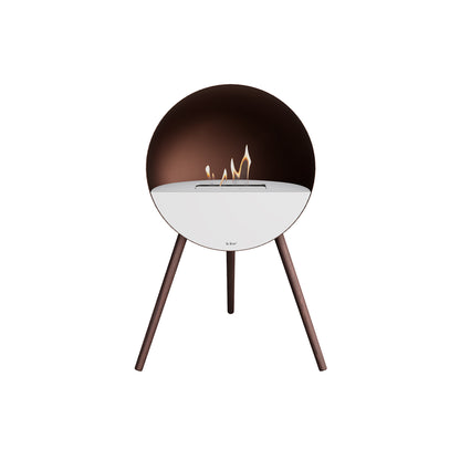 Le Feu Eye Fireplace with Mocca Body, White Top, White Front and Smoked Oak Base