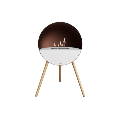 Le Feu Eye Fireplace with Mocca Body, White Top, White Front and Soaped Oak Base