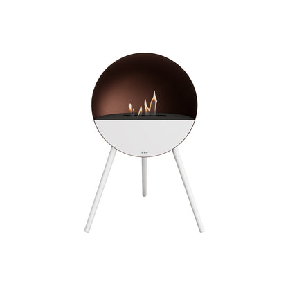 Le Feu Eye Fireplace with Mocca Body, Black Top, White Front and White Oak Base