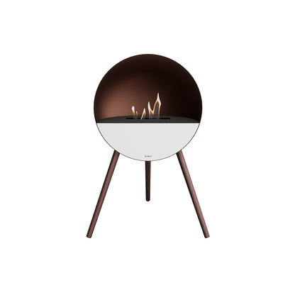 Le Feu Eye Fireplace with Mocca Body, Black Top, White Front and Smoked Oak Base