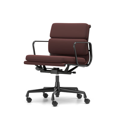 Soft Pad Work Chair EA 217 by Vitra - Black Aluminium / Laser RE Dark Red Black