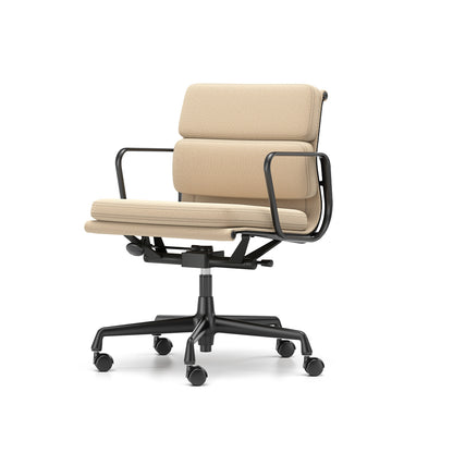 Soft Pad Work Chair EA 217 by Vitra - Black Aluminium / Laser RE Papyrus Cream