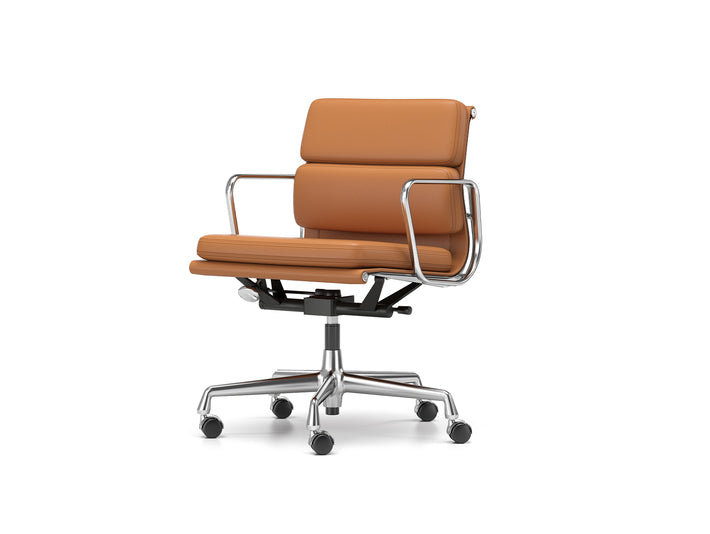 Soft Pad Work Chair EA 217 by Vitra - Chromed Aluminium / Cognac Premium F Leather