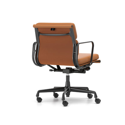 Soft Pad Work Chair EA 217 by Vitra - Black Aluminium / Cognac Premium F Leather
