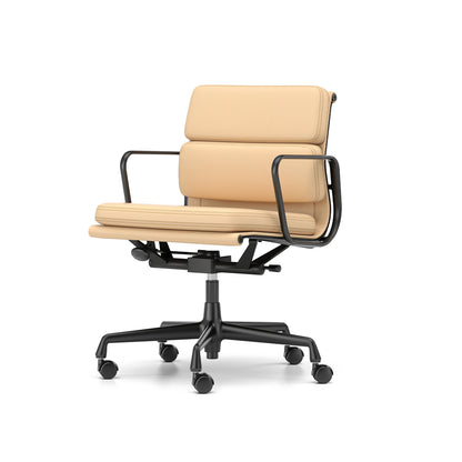 Soft Pad Work Chair EA 217 by Vitra - Black Aluminium / Cashew Premium F Leather