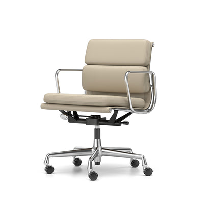 Soft Pad Work Chair EA 217 by Vitra - Chromed Aluminium / Sand Premium F Leather