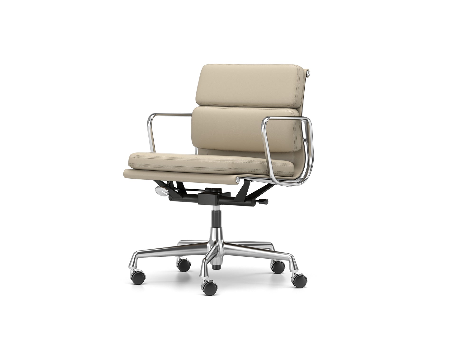 Soft Pad Work Chair EA 217 by Vitra - Chromed Aluminium / Sand Premium F Leather