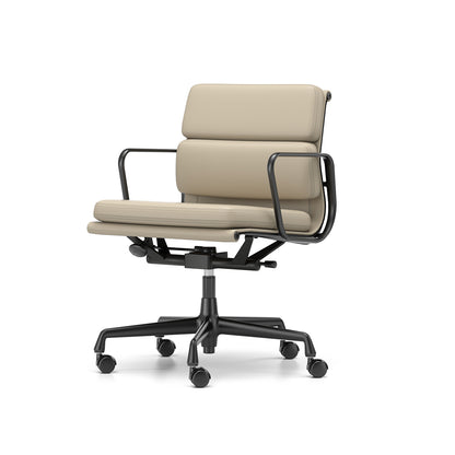 Soft Pad Work Chair EA 217 by Vitra - Black Aluminium / Sand Premium F Leather