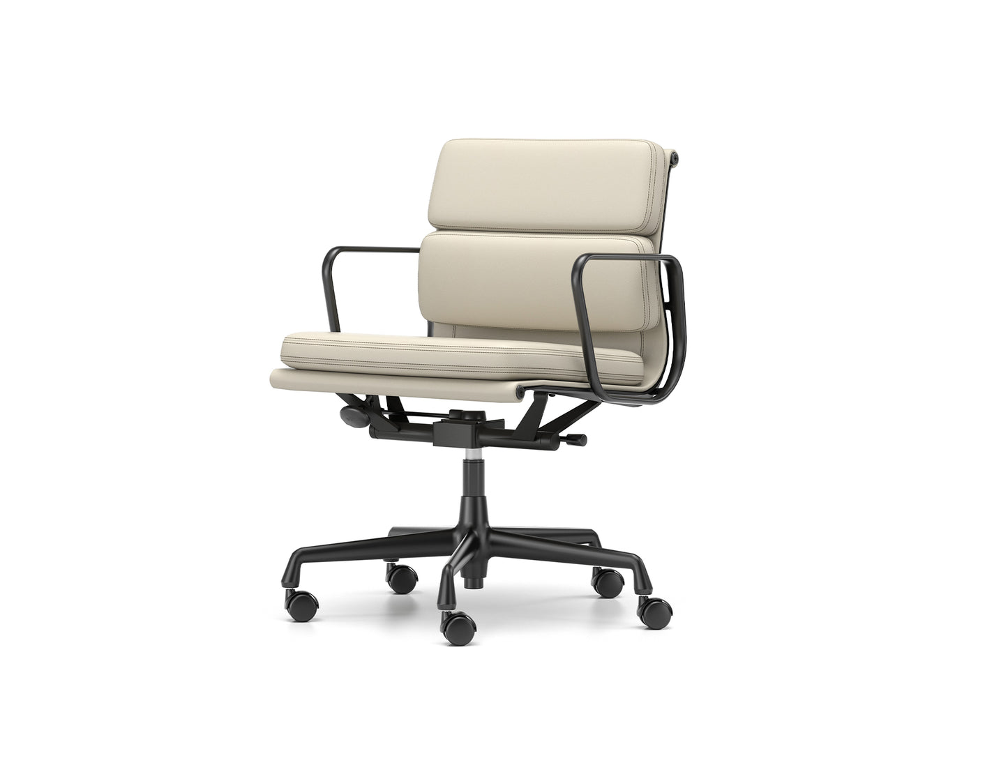Soft Pad Work Chair EA 217 by Vitra - Black Aluminium / Clay Premium F Leather