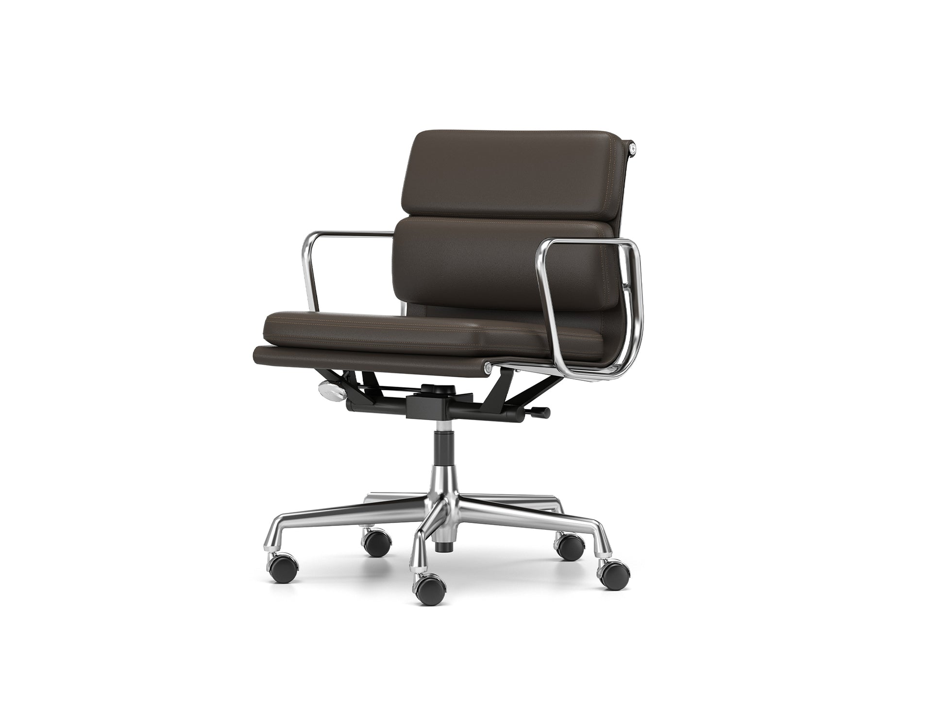 Soft Pad Work Chair EA 217 by Vitra - Chromed Aluminium / Chocolate Premium F Leather