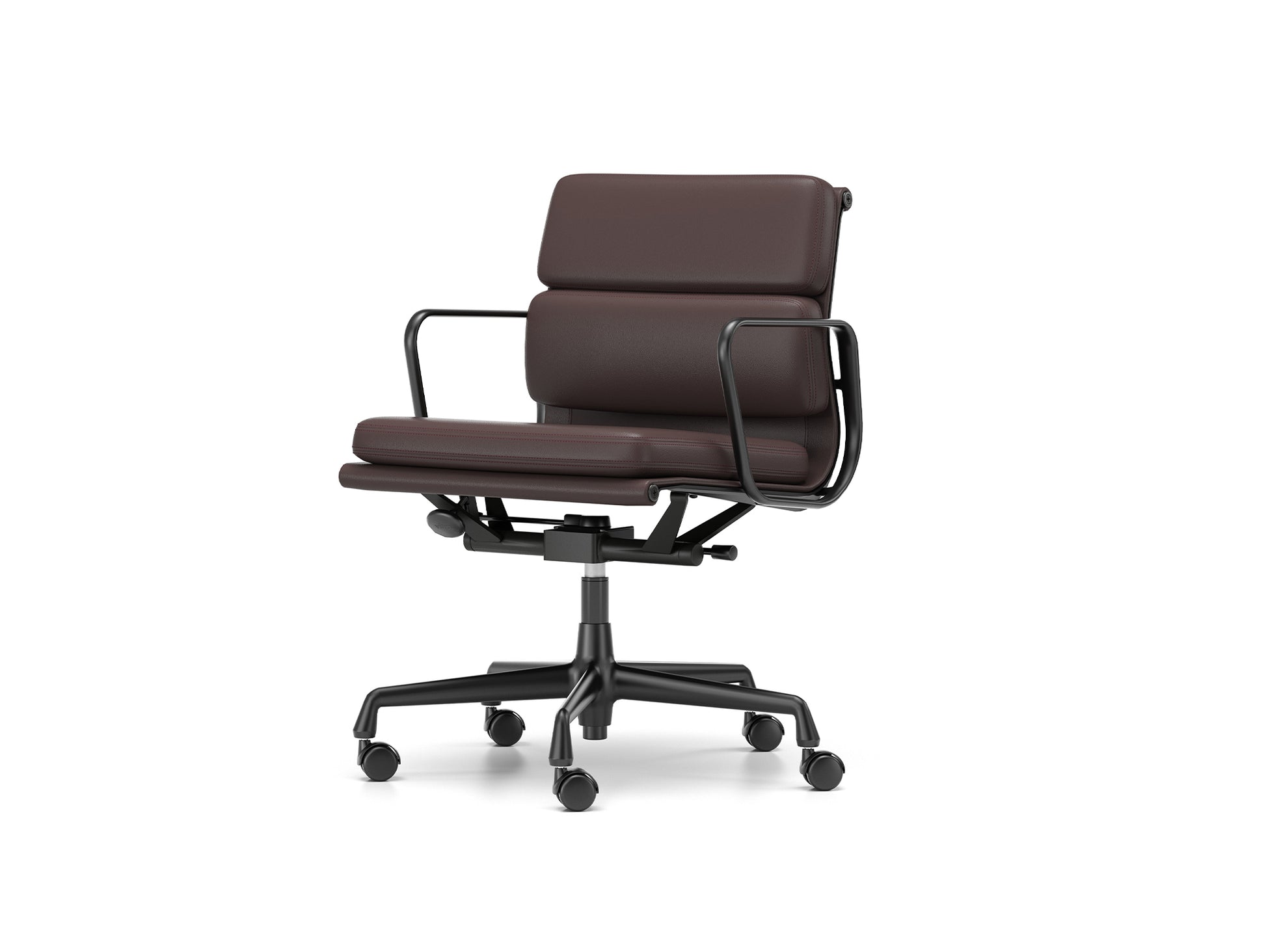 Soft Pad Work Chair EA 217 by Vitra - Black Aluminium / Plum Premium F Leather