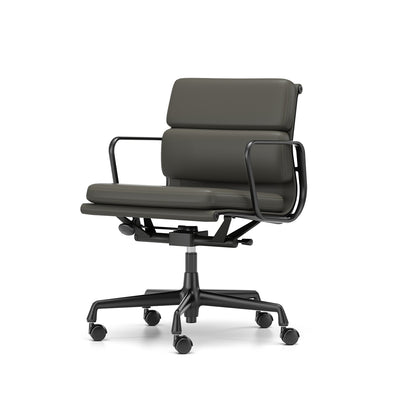 Soft Pad Work Chair EA 217 by Vitra - Black Aluminium / Umbra Grey Premium F Leather