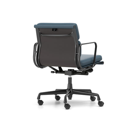 Soft Pad Work Chair EA 217 by Vitra - Black Aluminium / Smoke Blue Premium F Leather