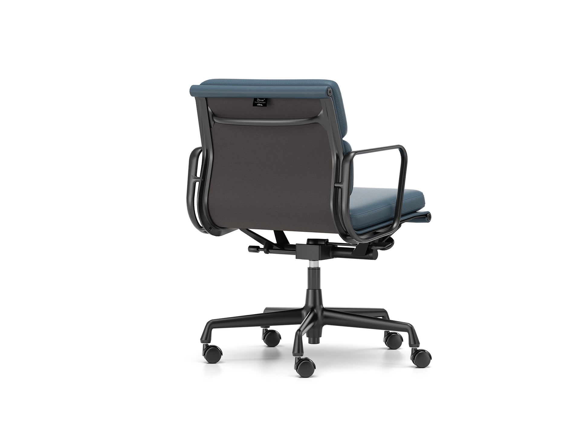 Soft Pad Work Chair EA 217 by Vitra - Black Aluminium / Smoke Blue Premium F Leather