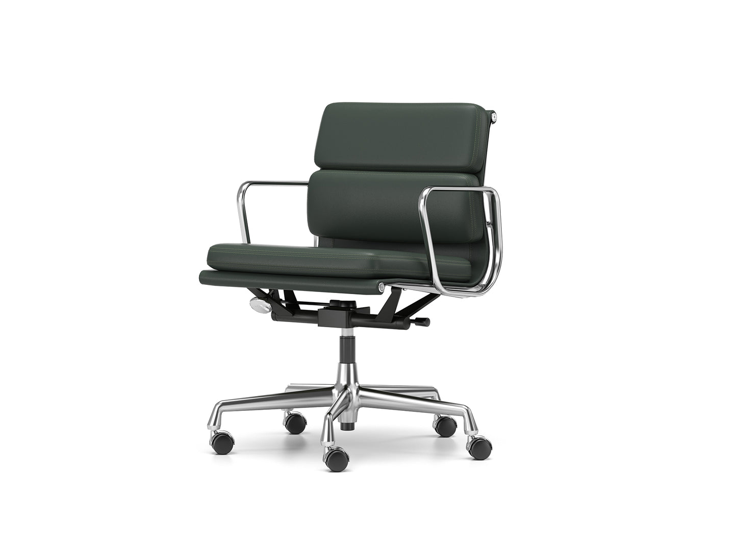 Soft Pad Work Chair EA 217 by Vitra - Chromed Aluminium / Jade Premium F Leather