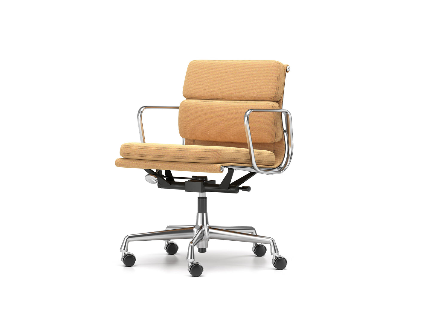 Soft Pad Work Chair EA 217 by Vitra - Chromed Aluminium / Track Cognac Mustard