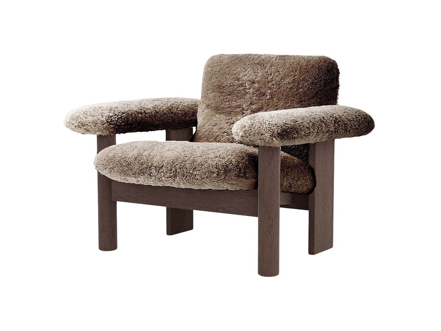 Brasilia Low Back Lounge Chair by Audo Copenhagen - Dark Stained Oak / Sheepskin Sahara