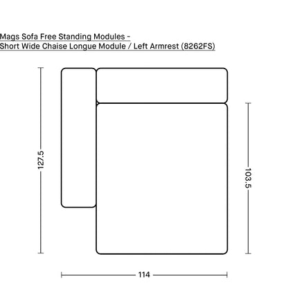 Mags Sofa - Free Standing Modules by HAY - Short Wide Chaise Longue Module / Left Armrest (8262FS)
