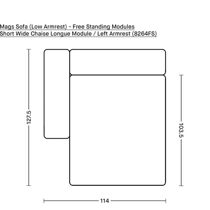 Mags Sofa (Low Armrest) - Free Standing Modules by HAY / Short Wide Chaise Longue Module / Left Armrest (8264FS)