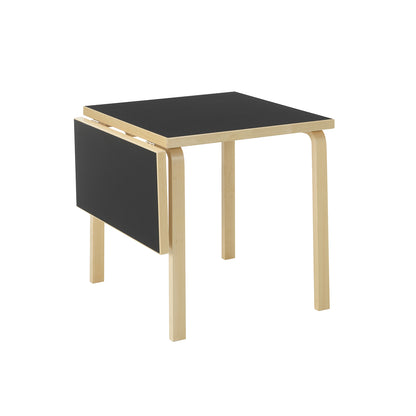 Aalto Table Foldable by Artek - Top: Black Linoleum / Drop Leaf: Black Linoleum